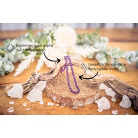 Lebensquelle Plus Gemstone Ball Chain + 925 Silver Clasp | Diameter 4 mm Balls Lobster Clasp 45 cm Long | High-Quality Chain, Stainless Steel