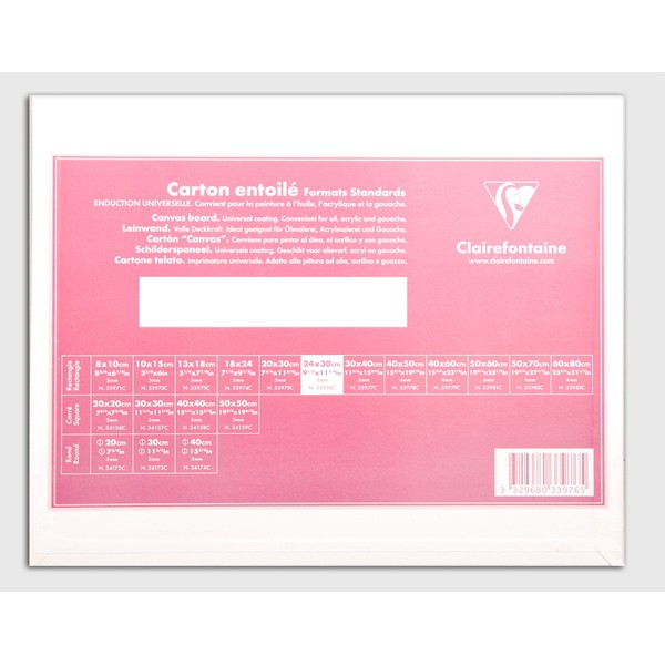 Clairefontaine 24 x 30 cm Standard Canvas Board, White