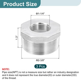 QUARKZMAN 3 Pieces 2 Inch Male NPT to 1 Inch Female NPT 304 Stainless Steel Reducer Hex Sleeve Reducing Nipple for Industrial, Oil/Gas and Plumbing Systems
