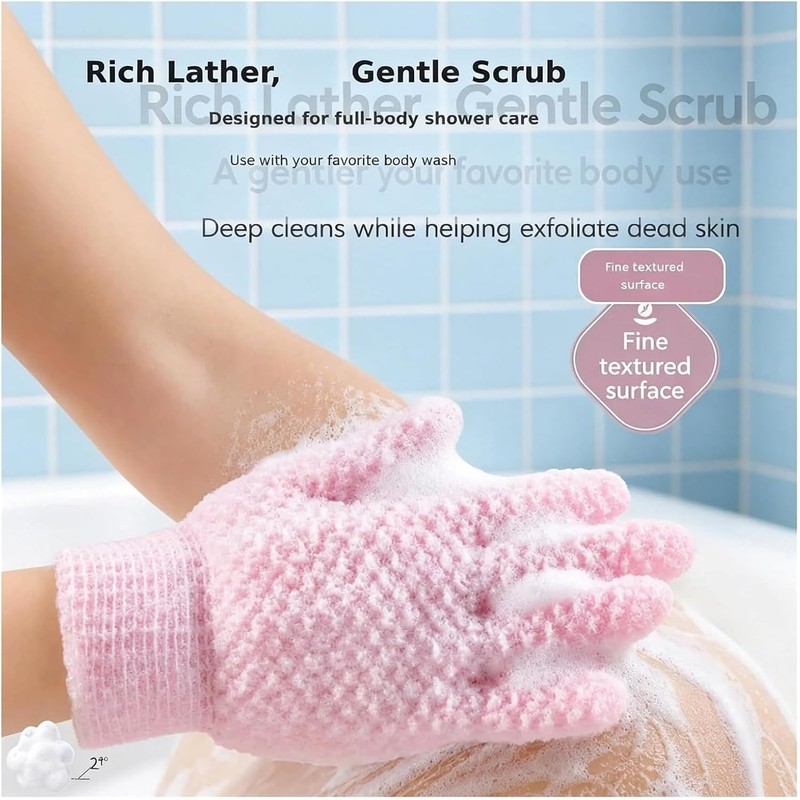 Guantes Exfoliantes de Ducha Rosas con Protección Antibacterial 10A y