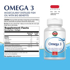 KAL 180/120 1000 Mg Omega 3 Fish, 60 Count