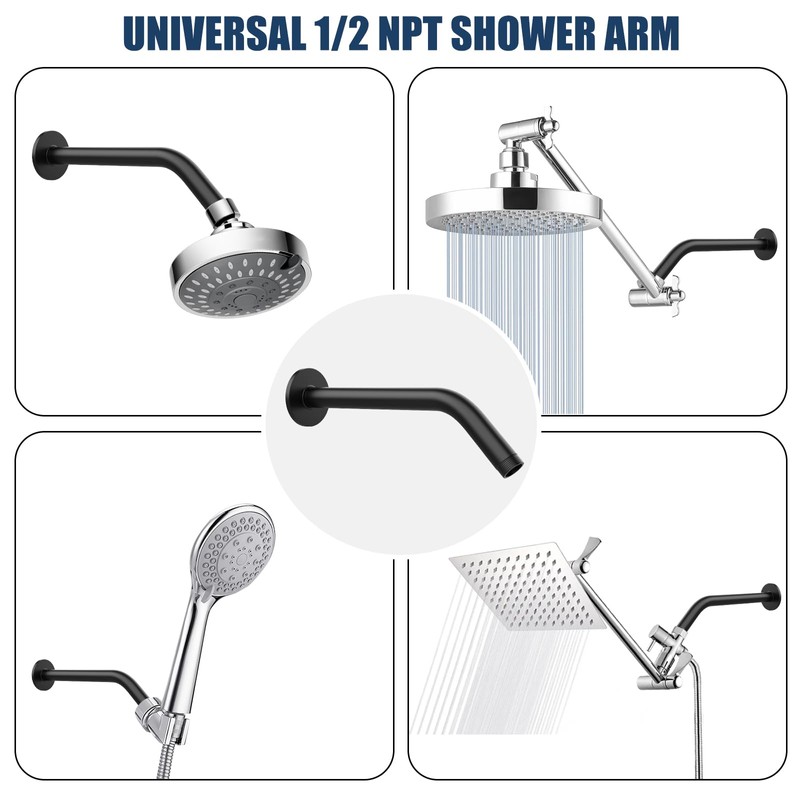 Shower Pipe Arm with Flange, Wall Mount Replacement Angle Shower