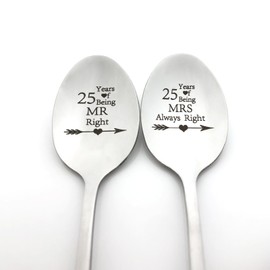 25th Anniversary Spoon Gifts for Couples 25 Year Anniversary Present for Him Her Husband Wife 25th Wedding Anniversary Spoon Gifts for Couples Parents