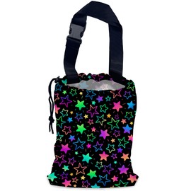 NHNXHWIA Colorful Stars Car Trash Bag,Neon Stars Hanging Drawstring Car Garbage Bag,Waterproof Canvas Car Back Seat Organizer with Adjustable Buckle,for Vehicles,SUVs,Camping,Road Trips