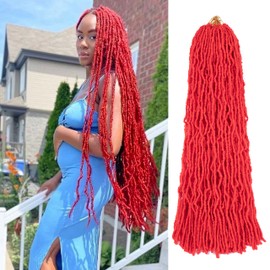 Red Soft Locs 36 inch Faux Locs Crochet Hair 6 Packs Long Pre Looped Crochet Locs Goddess Locs Crochet Hair For Black Women Braiding Hair Extensions (36 Inch (Pack of 6), Red)