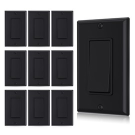 AIDA 3 Way Decorative Light Switch, 15Amp, 120/277 Volt, AC Decorator Rocker Paddle Wall Switch Replacement, UL Listed - Residential and Commercial Grade (10 Pack,Black White)