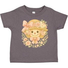 inktastic Charming Scarecrow with Floral Hat Toddler T-Shirt 3T Charcoal Grey 46509