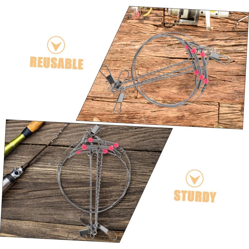 NOLITOY 5pcs Fishing Wire Leaders with Swivels Snaps Durable Tackle