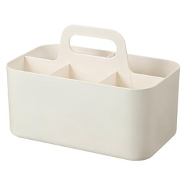 Disnace Baby Kunststoff-Korb-Organizer mit Griff, Tragbarer Organizer Aufbewahrungsbox Kunststoffkorb, 5 Kompartimente, Abnehmbare DIY Trenner, Mehrzweck-Korb für Baby Essentials Büro Bad (Weiß)