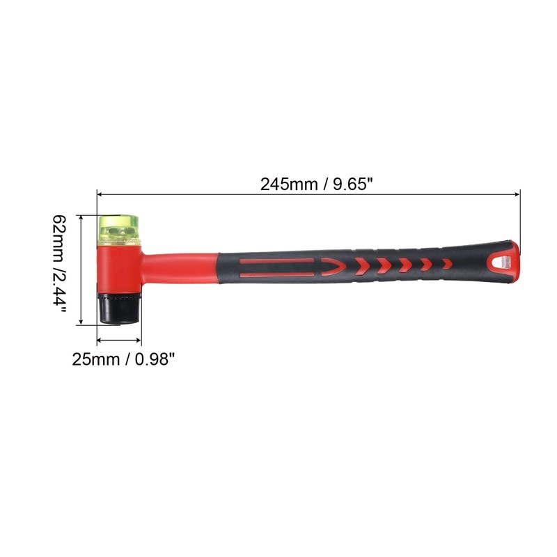 sourcing map Rubber Mallet Double-Faced with Non-Slip Plastic Grip Rubber
