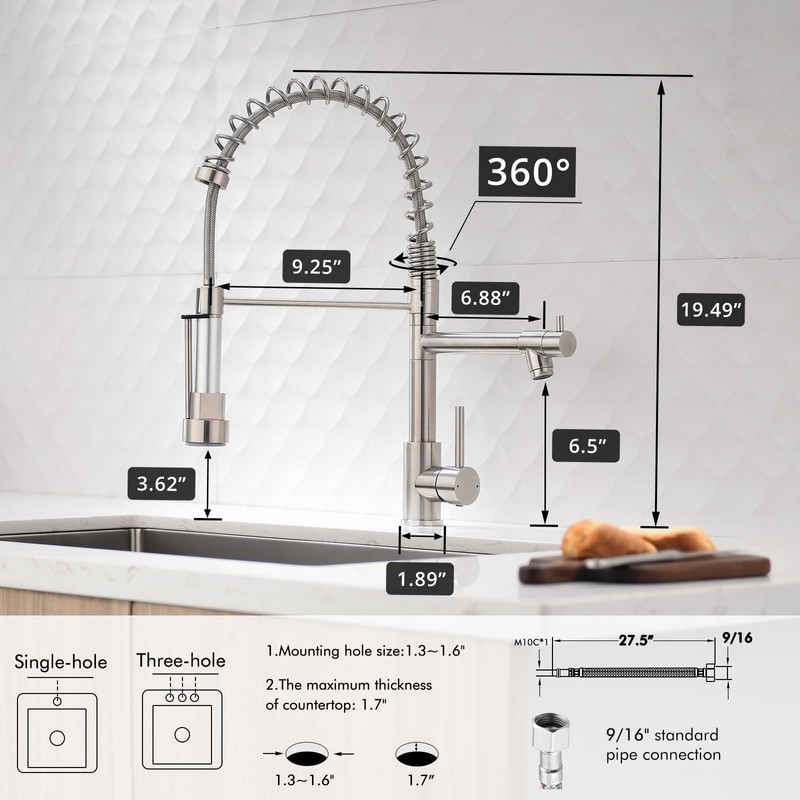 AIMADI Kitchen Faucet with Pull Down Sprayer,Commercial Stainless Steel Pull