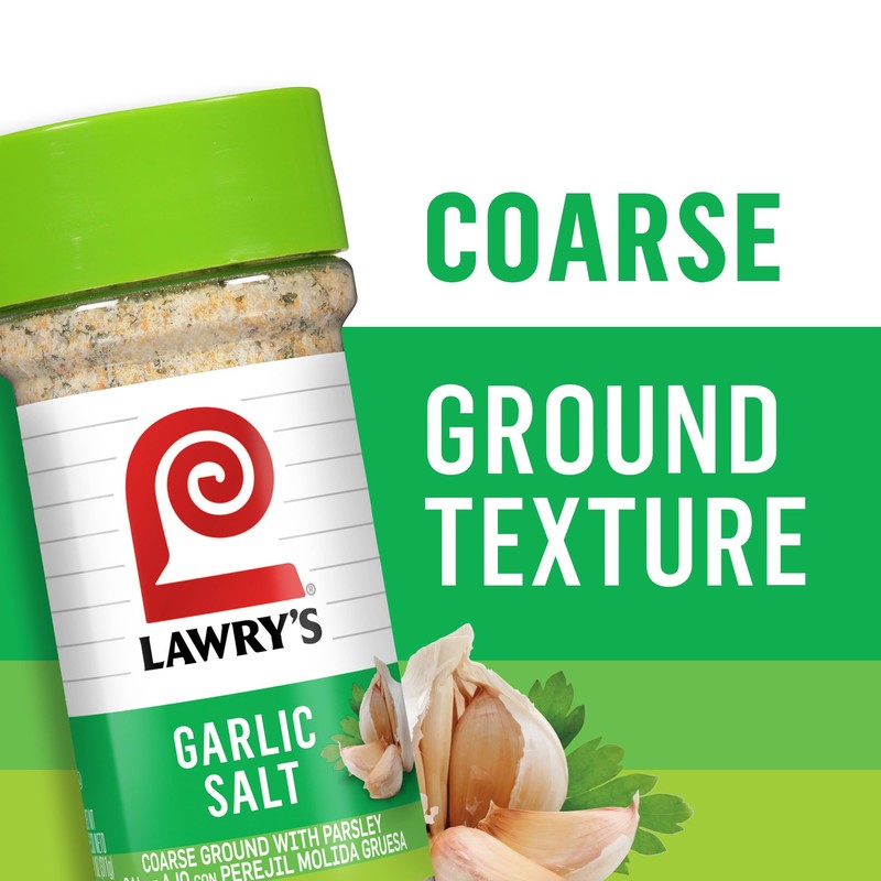 Lawry’s Garlic Salt, Coarse Ground with Parsley, No MSG Added,