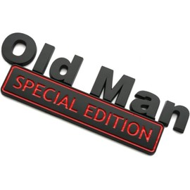 1x Big Size Old Man Special Edition Emblem 3D Badge Side Rear Front Hood Trunk Door Decal Sticker Fit for Universal Car Truck SUV 5.9 inches Long (Bla