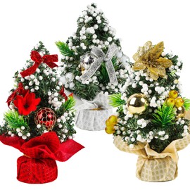 Pack of 3 Small Mini Christmas Trees Artificial Christmas Trees for Christmas Table Top Desk Display Decorations