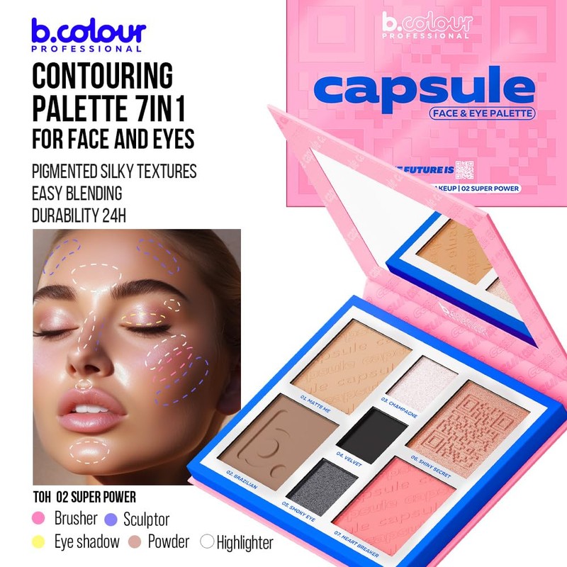 Contouring Face and Eyes Palette / 02 Super Power, Pro