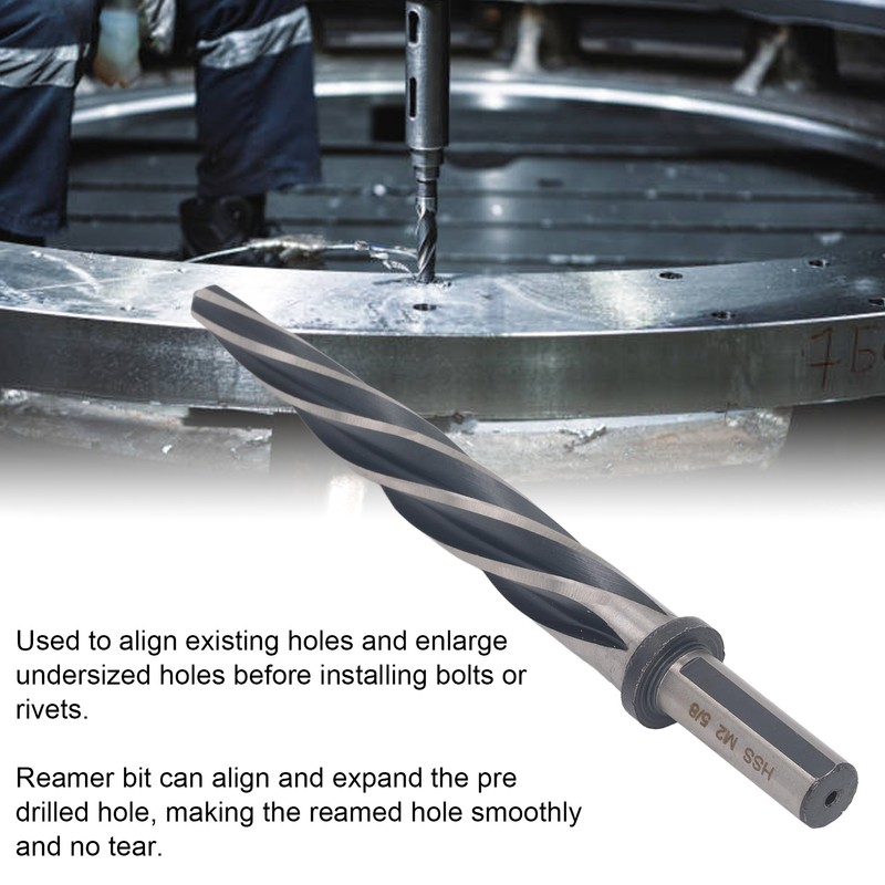 Construction Reamer 5 Flute 5/8in 12.7mm Diameter Round Shank Spiral