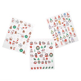 WOONEKY Christmas Decorations 3D Snowman Snowflake Nail Stickers Santa Holly for Manicure
