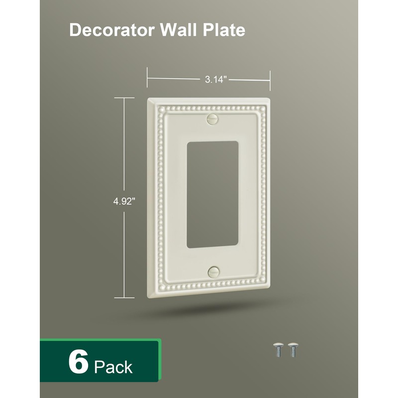 TREEWELL 6-Pack Decorator Outlet Cover Plate, Decorative Switch Plates and