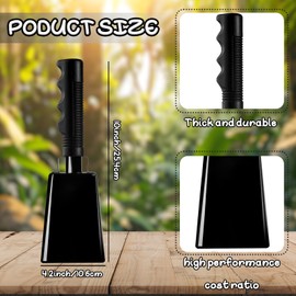 9 Inch Black Cow Bell Noise Makers with Handle Black Steel Cowbell for Sporting Events Cheering Graduation Decor Football Games Party (Black)