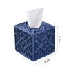 Klein Blue Woven Macrame Boho Square Tissue Box Cover, Resin
