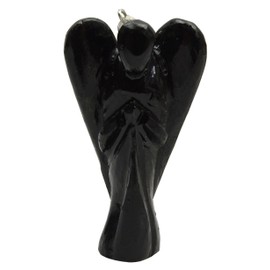 Harmonize Black Obsidian Stone Angel Pendant Carved Guardian Locket Reiki Healing Crystal Spiritual Gift