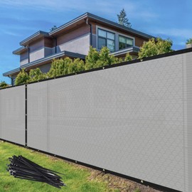 TANG Privacy Fence Screen Grey 4' x 120' for Patio Garden Heavy Duty Residential Windscreen Fence Privacy Blockage for Backyard School Commercial Netting Fence Permeable 3 Years Warranty