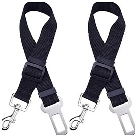 Dog Seat Belt for dogs in Car - Adjustable Dog Car Seat Belts -Harness Dog Seatbelt Safety Lead Dog Vehicle Travelling Leash -Adjustable Safety Seat Belt For Dog Cat and Pets (MAIN) (BLACK & BLACK)