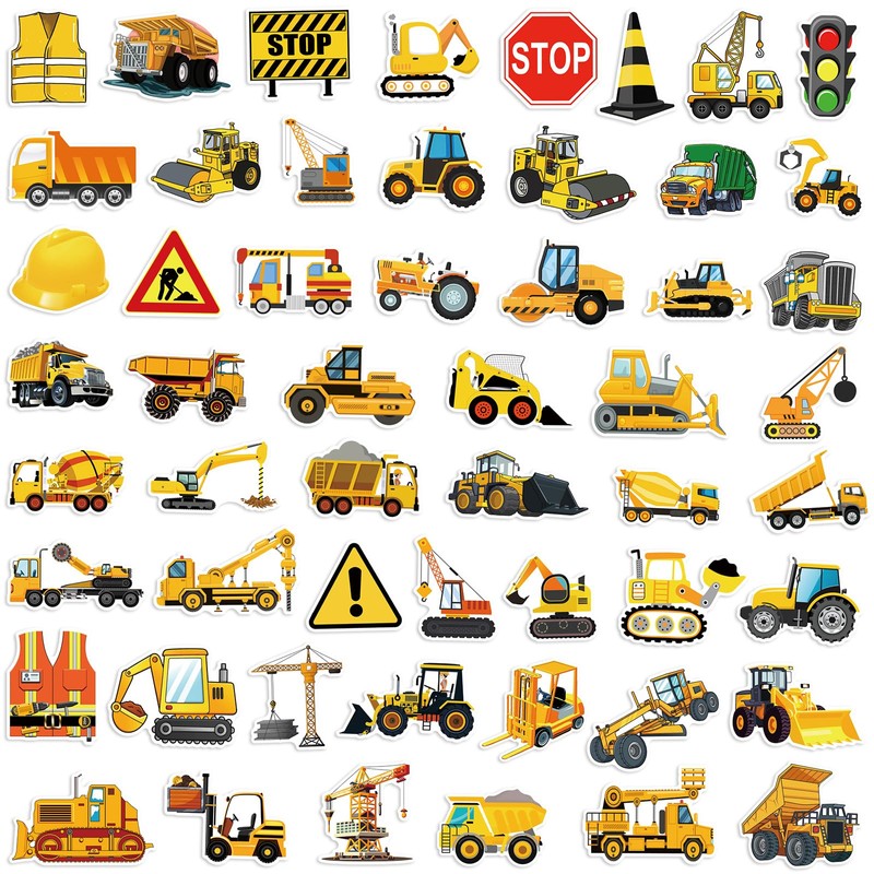 Construction Vehicle Truck Stickers 50PCS for Laptop Bike Luggage Water