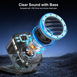 BOHINI Small Bluetooth Speaker with Powerful Crystal Stereo Sound and Deep Bass, Mini Speakers with DSP, BT5.3, Microphone, Portable Speakers for Stocking Stuffers, Room, Car, Trip, for Men, Women
