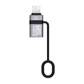 MSL FORCE ul011b-36w Lightning to USB-C Adapter, Data Transfer (PC Only), PD Charging, 36 W, 480 Mbps, Strap Included, Charging Only, 1 Ct