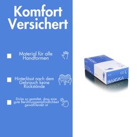 HANSKA Disposable Nitrile Gloves, Blue, Powder-Free, Insert and Bet, Ambidextrous, Non-Sterile, Rubber Base, Suitable for Medical, Food Handling (100, M)