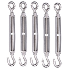 5Pcs Turnbuckle Hook and Eye Wire Rope Tension 304 Stainless Steel Shade Sail HardwareM6