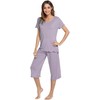 WiWi Womens Bamboo Pajamas Soft Pajama Sets Comfy Short Sleeves