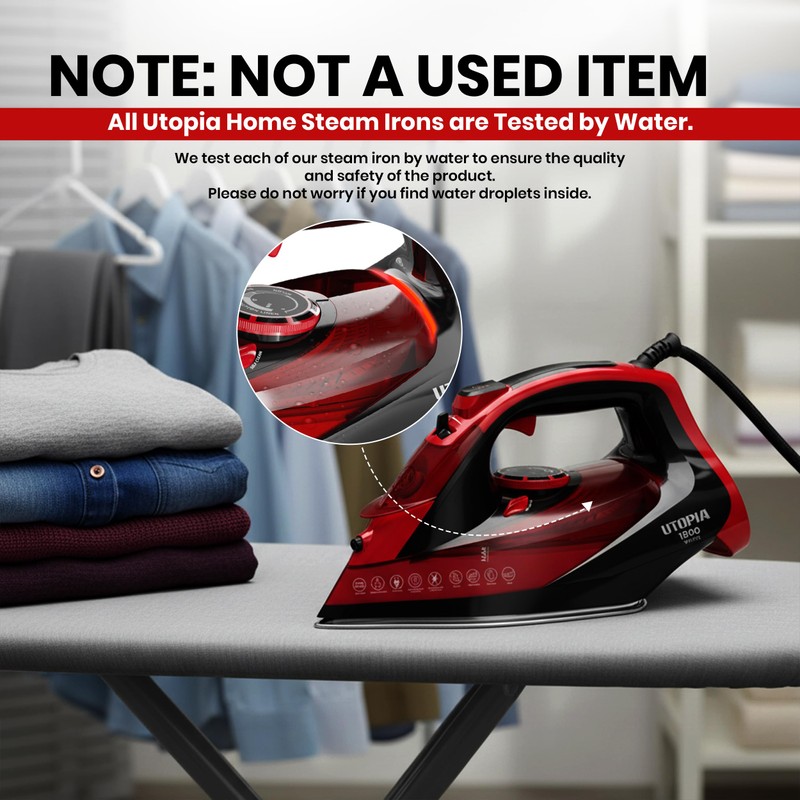 Utopia Home Steam Iron for Clothes - Non-Stick Soleplate -