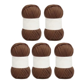 Tyenaza Pack of 5 Spaghetti Yarn, 1.2 Inch Wide, Soft, Skin-Friendly Cotton, Bright Colours, Carpet Yarn for Crocheting, Knitting, DIY (Dark Khaki)
