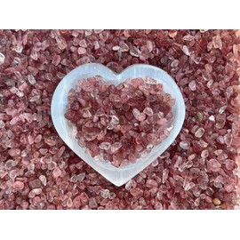 GAF TREASURES Strawberry Chips C Natural Mini Strawberry Stones, Crushed Undrilled Strawberry, Semi-Tumbled Genuine Strawberry (1/2 lb)