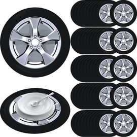 Tenceur 50 Pcs Tire Placemats 11'' Car Wheel Disposable Table Place Mats Race Car Party Supplies for Birthday Baby Shower Truck Firefighter Party Decorations Favors