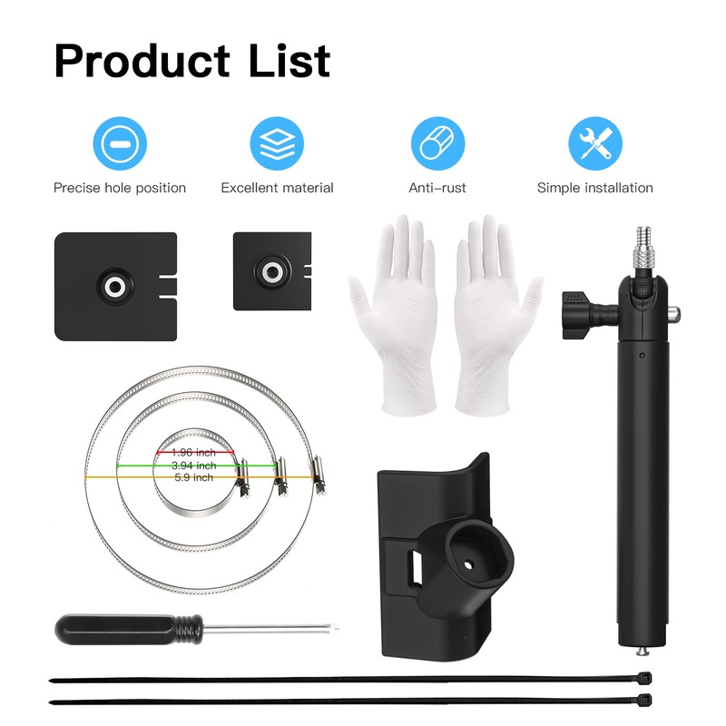 HOLACA Pole Extension Mount Bracket Compatible with R ing/Arlo/Wyze/Eufy/Wasserstein Solar