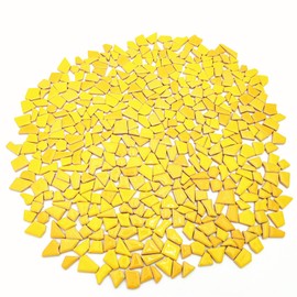 1.1LB Irregular Ceramics Mosaic Tiles, Mosaic Pieces Stones for DIY Mosaic Making Craft Hobby Arts Home Wall Decoration (Yellow)