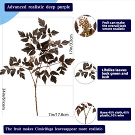 Niaone 7 Pack 24Inch Faux Cimicifuga Plants - Rich-Toned Autumn Stems Spray Bulk Set for Centerpieces, Fireplace Decor, Entryway, Farmhouse Wedding Table Arrangements