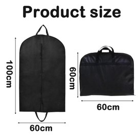 Suit Bag, 3 PCS Mens Suit Covers, Reusable Suit Bags For Men, Clothes Covers With Handles for Travel, Foldable And Washable Suit Carrier Bag, for Wardrobe And Travel Dustproof(Black)
