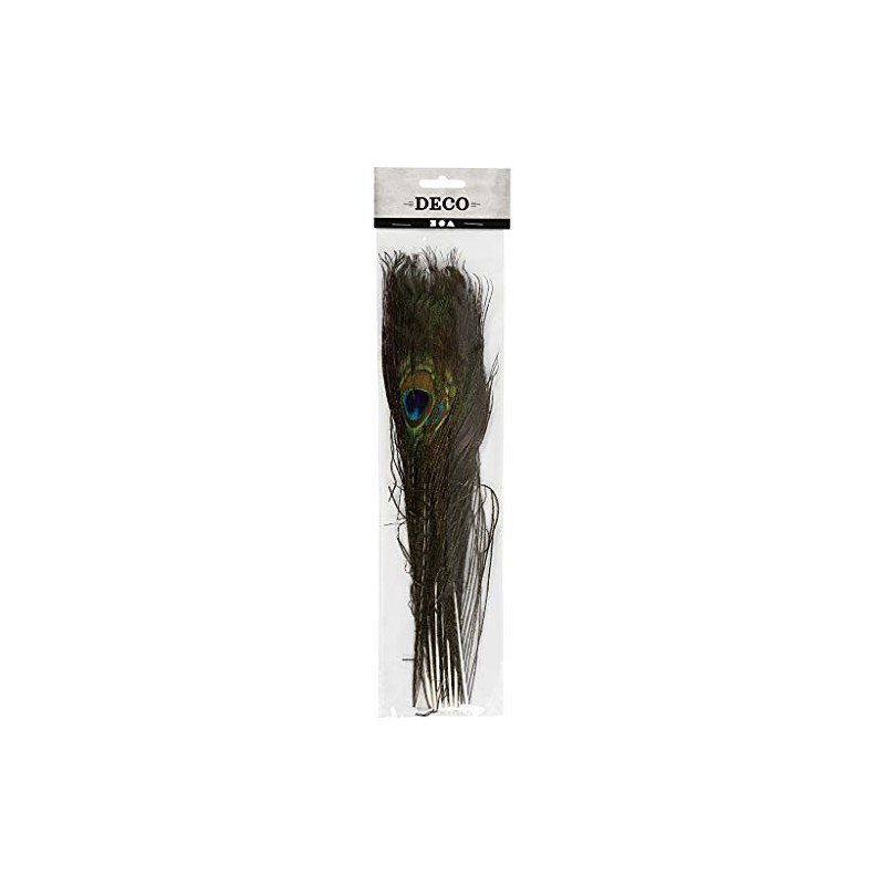 Peacock feathers, L: 25-30 cm, 10 pcs