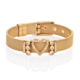 Kistanio - Women's Mesh Bracelet with 3 Charms | Pendant Charms | Available in 5 Colours | Mesh Charm Bracelet Set |, gold, 14 centimeters, Modern