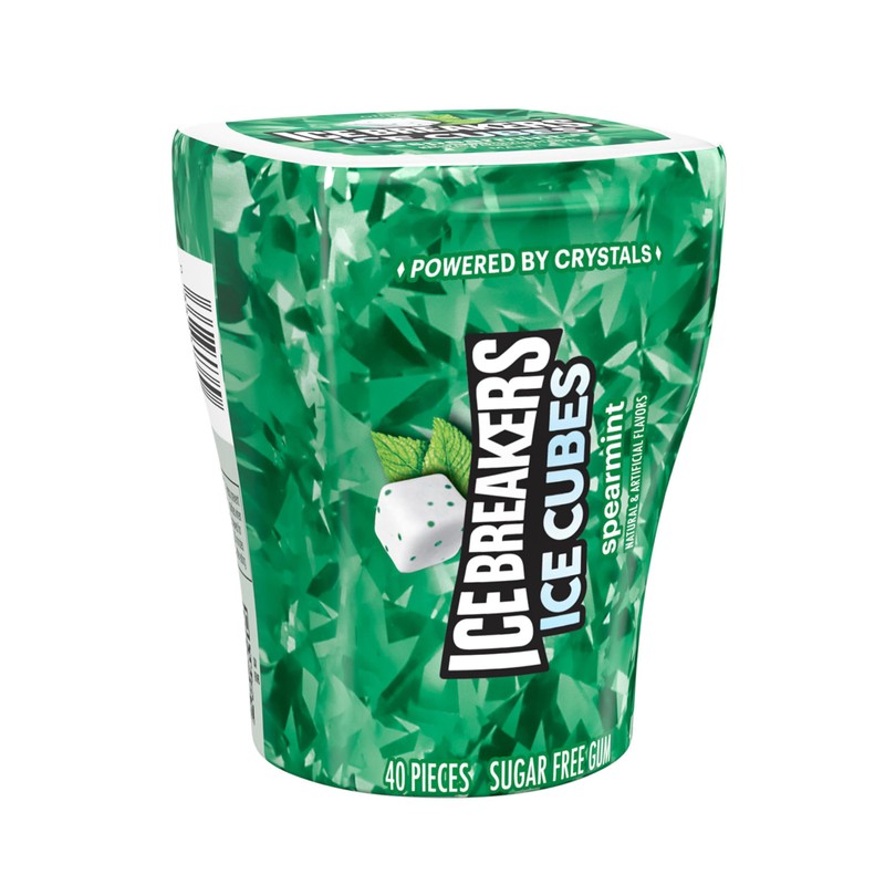ICE BREAKERS Ice Cubes Spearmint Sugar Free Chewing Gum Bottle,