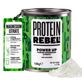 Marine Magnesium Citrate Powder - Easy Mix, 40 Servings - Made for Runners, Cyclists & Endurance - Gentle on The Stomach, Promotes Sleep, Prevents Cramp - Power Up, Magnesium Powder by Protein Rebel
