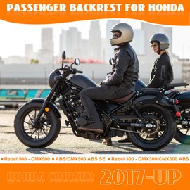 Eumti Sissy Bar Luggage Rack for Honda 500, Detachable Rear Passenger Backrest with Remove Holder Shelf Carrier Compatible with Rebel 300 Rebel 500 CMX 300 CMX 500 2017-2025