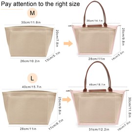 Ekukeon Bag Organiser, Handbag Organiser, Felt Bag Organiser with Multiple Compartments, Purse Organiser for Bags, Felt Organiser Handbag Insert, Beige