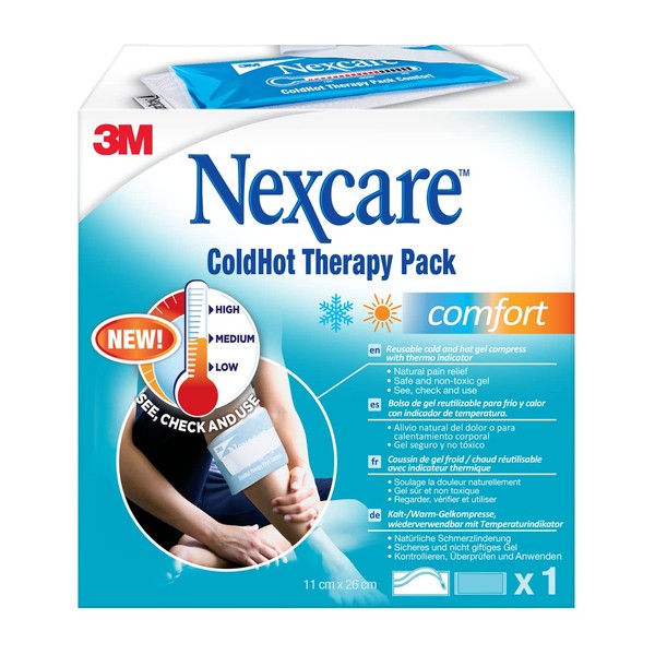Nexcare Cold Hot Therapy Pack Comfort, 1 Pack - Reusable Cold and Hot Gel Compress with Thermo Indicator for Natural Pain Relief