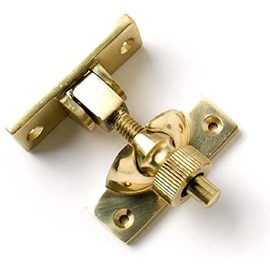 Merriway BH05731 Brighton Style Screw Down Sash Window Fastener Lock, Polished Brass