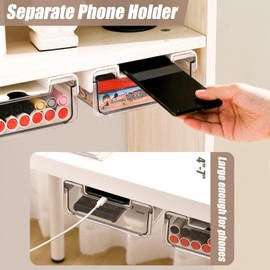 2 Pack Under Desk Storage Drawers Slide Out-Drill-On or Self-Adhesive,Large&Medium Desk Drawer Under Desk ,Under Desk Organizer Under Table Drawer for Home Office School Organization and Storage